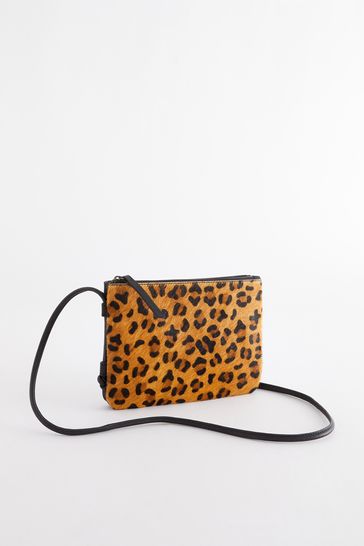Leopard Print Small Leather Cross-Body Bag
