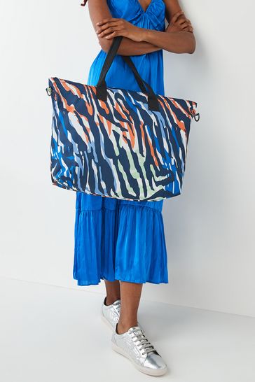 Multi Zebra Fold-Away Beach Bag
