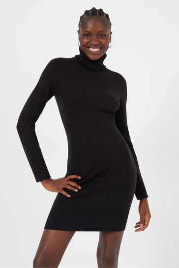 French Connection Black Babysoft Roll Neck Dress
