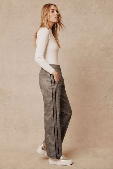 Mint Velvet Grey Metallic Check Trousers