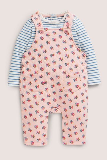 Boden Pink Quilted Dungaree Set