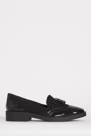 Simply Be Black Wide Fit Tassel Wide Fit Loafer Shoes