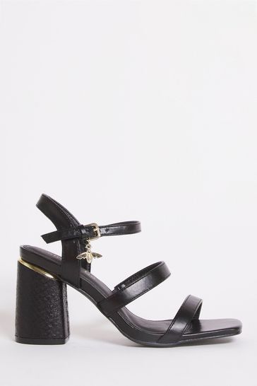 Simply Be Black Block Feature Heel Extra Wide Fit Sandals