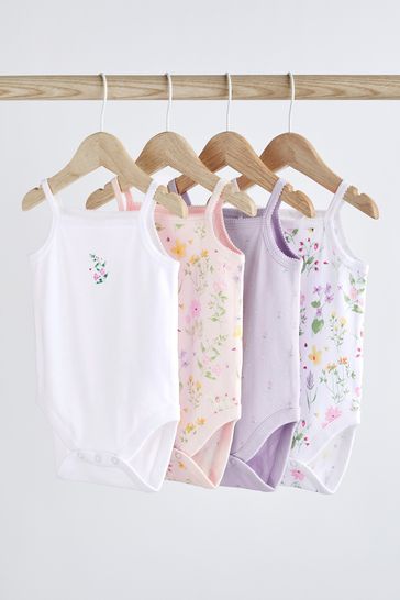 Buy Pink Baby Strappy Vest Bodysuits 4 Pack from Next Netherlands