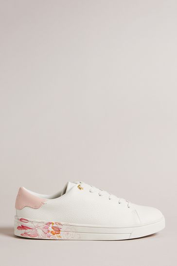 Ted Baker Cream Kimbie Linear Floral Leather Sneaker Trainers