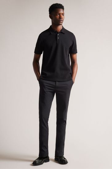 Buy Ted Baker Bute Short Sleeved Regular Fit Textured Black Polo