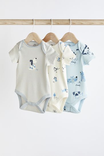 Blue Baby Short Sleeve Bodysuits 3 Pack