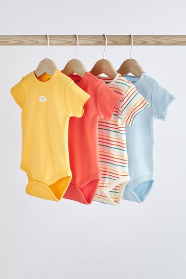 Multi Baby Short Sleeve Bodysuits 4 Pack