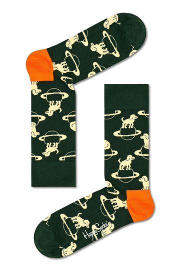 Happy Socks Green Space Dog Socks