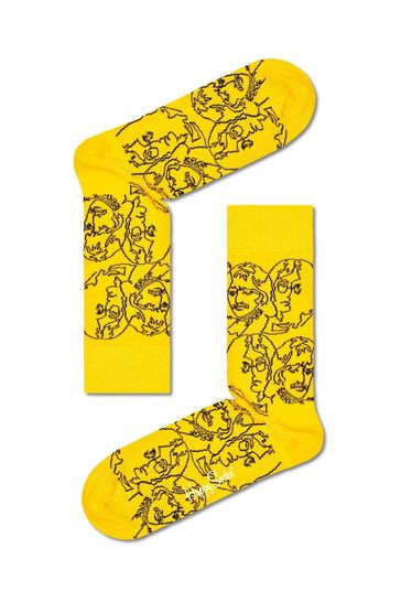 Happy Socks Yellow Beatles Lines Socks