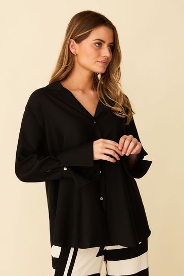 Buy F&F Satin Flute Black Sleeve Shirt from the Next UK online shop