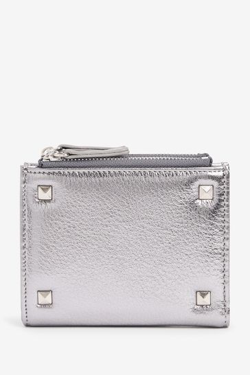 Pewter Silver Stud Detail Small Purse