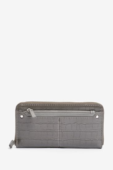 Grey Large Purse With Pull-Out Zip Coin Purse