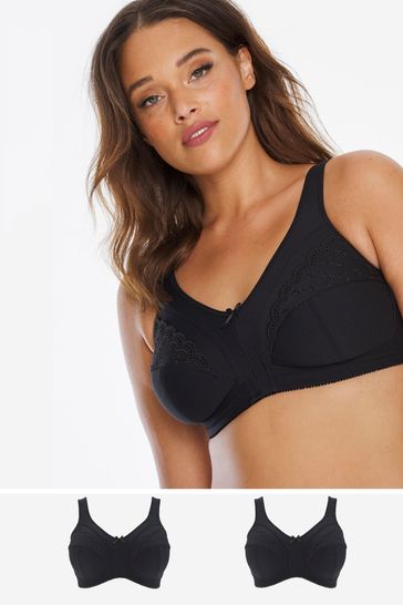 Simply Be Sally Minimiser Non-Wired Black Bras 2 Pack