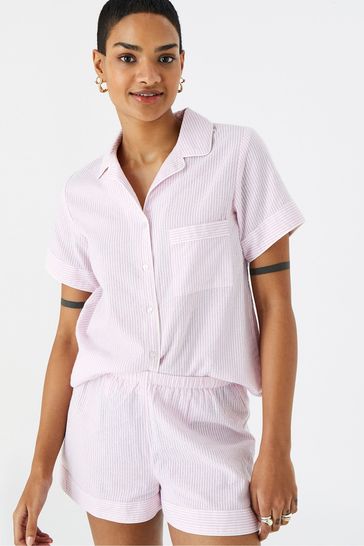 Accessorize Pink Stripe Seersucker Button Pyjama Set