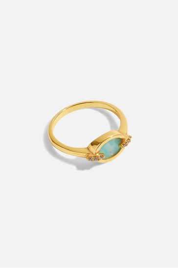 Z by Accessorize Gold Healing Stone Amazonite Ring