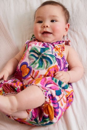 Pink Tropical Baby Jersey Romper