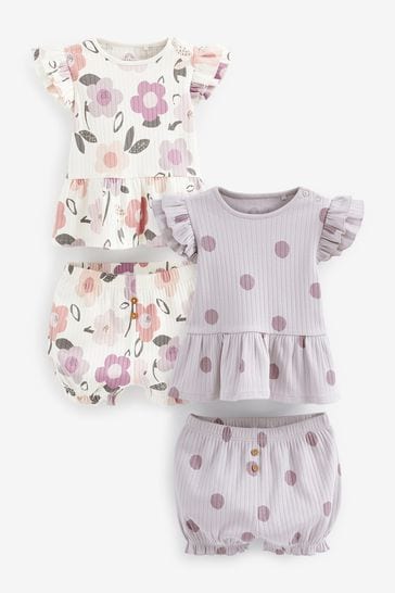 Pink/Mink Baby T-Shirt and Shorts Set 4 Piece