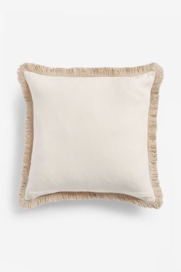 Blue top fringe pillow
