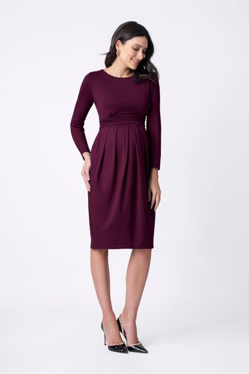 Seraphine Red Nursing Pleat Detail Dress