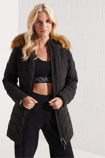 Superdry Black Arctic Tall Puffer Coat