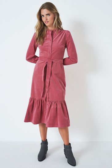 Crew Clothing Company Rose Pink Cotton A-Line Dress