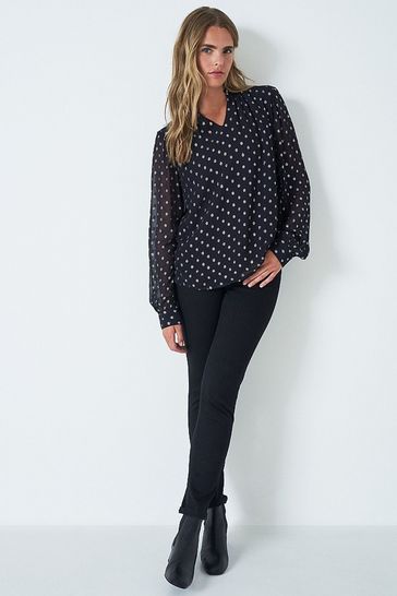 Navy and white 2024 spotted blouse