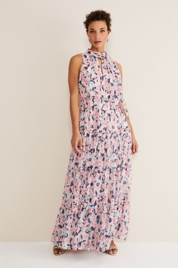 Phase Eight Natural Esme High Neck Floral Maxi Dress