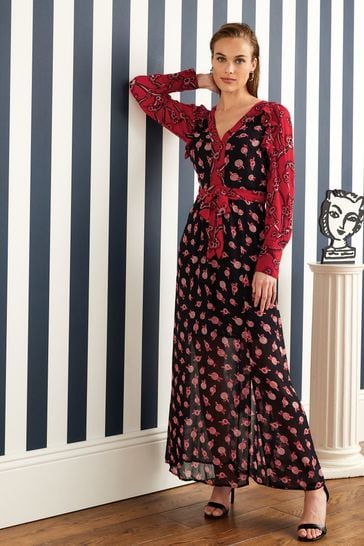 Red and blue midi dress discount
