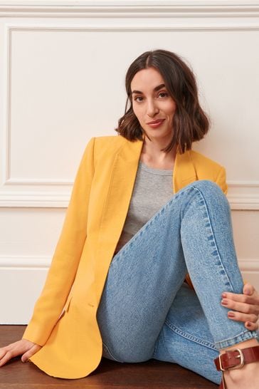 Buy Yellow Relaxed Fit Single Breasted Blazer from Next Estonia