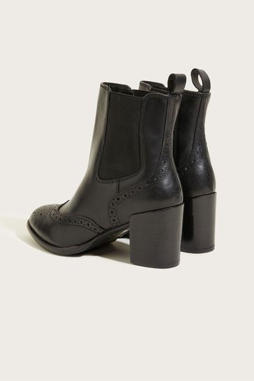 Buy Monsoon Black Classic Leather Heeled Brogue Boots from Next
