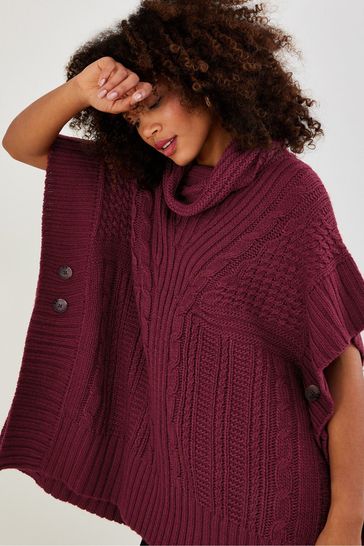 Monsoon Red Cowl Neck Poncho Scarves