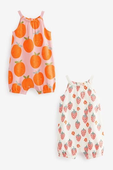 Pink/Orange Fruit Baby Rompers 2 Pack