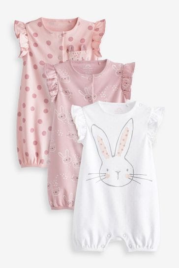 Pink Bunny Baby Rompers 3 Pack