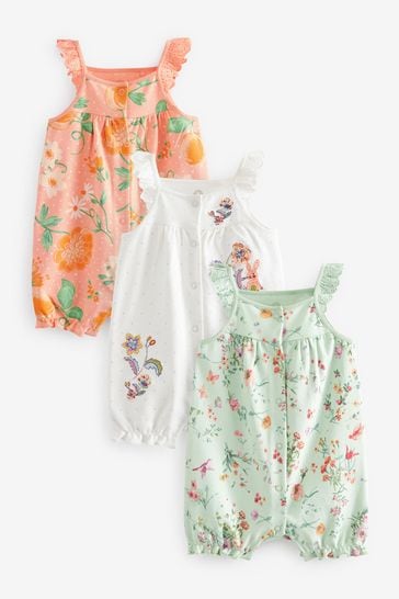 Peach Pink 3 Pack Baby Rompers