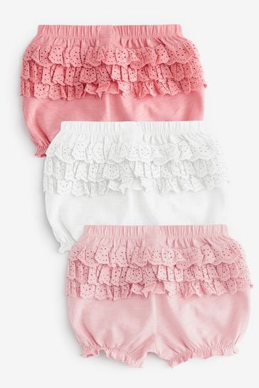 Pink Baby Ruffle Bum Shorts 3 Pack