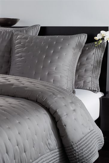 Donna Karan Grey Essential Silk Quilt Pillowcase