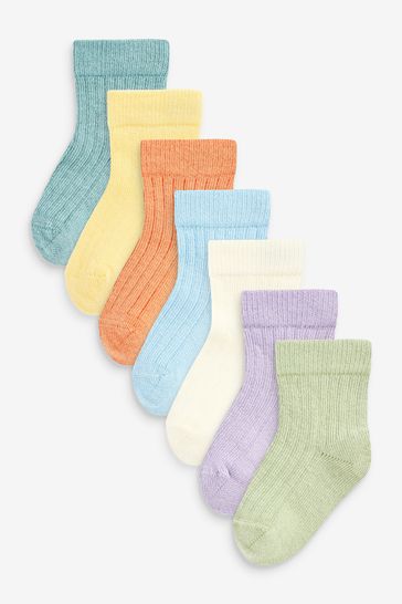 Multi 7 Pack Rib Baby Socks (0mths-2yrs)