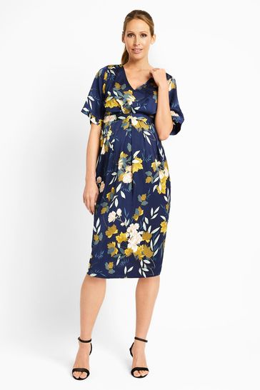 JoJo Maman Bébé Navy Oriental Print Maternity & Nursing Dress