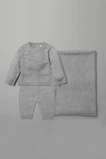Rock A Bye Baby Boutique Grey Knitted Three-Piece Gift Set