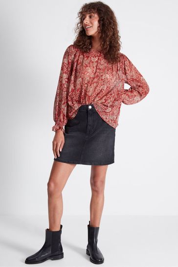 Sonder Studio Red Folk Floral Top