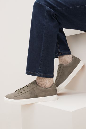 Stone Natural Regular Fit Perforated Side Trainers
