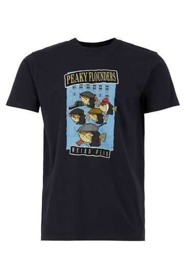 Weird Fish Blue Peaky Flounders Organic Cotton Artist T-Shirt