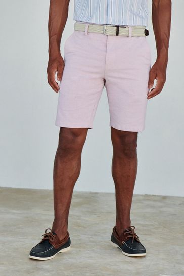 Pink Belted Chino Shorts with Stretch