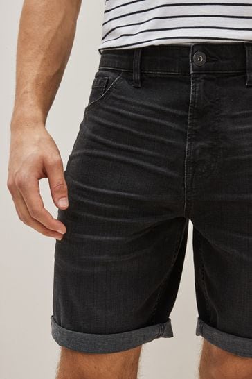 Buy Washed Black Straight Stretch Denim Shorts from Next Luxembourg