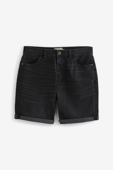 Buy Washed Black Straight Stretch Denim Shorts from Next Luxembourg