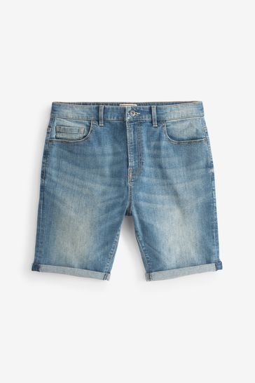 Buy Light Blue Straight Stretch Denim Shorts from Next Luxembourg