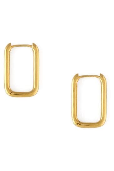 Orelia London Gold Plated Clean Metal Squoval Hoop Earrings
