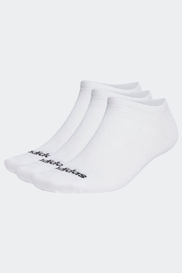 adidas White Thin Linear Low Cut Socks 3 Pairs