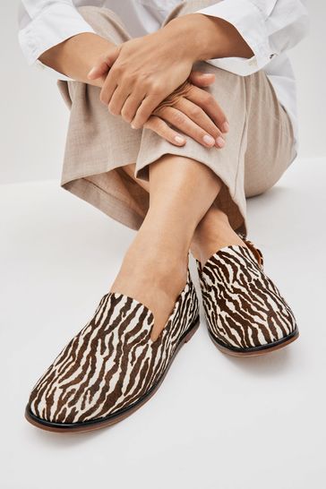 Zebra Print Forever Comfort® Leather Slipper Shoes